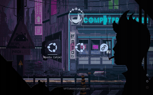 Visor menu over an animated GIF background